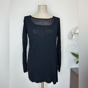ADRIENNE VITTADINI - Black Pull Over Open Knit Sweater Size S